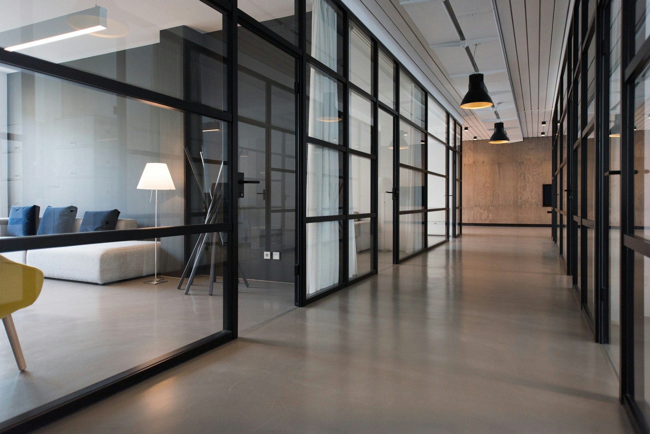 Illustrative modern interior with integrated architectural finishes